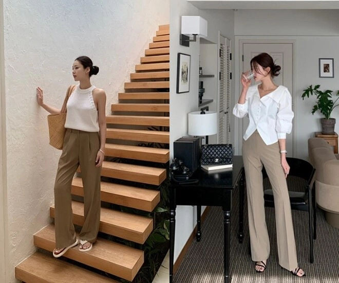 Quần ống rộng màu này trẻ hơn quần đen sang hơn quần trắng và ai cũng có thể mặc đẹp - 1