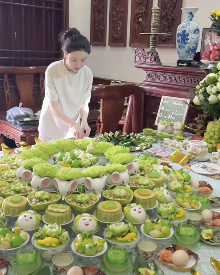 Quang hải - chu thanh huyền làm tiệc thôi nôi cho con trai lido mâm cúng tuyệt đẹp nhìn kỹ toàn vàng - 2