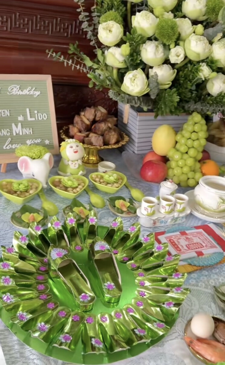 Quang hải - chu thanh huyền làm tiệc thôi nôi cho con trai lido mâm cúng tuyệt đẹp nhìn kỹ toàn vàng - 5
