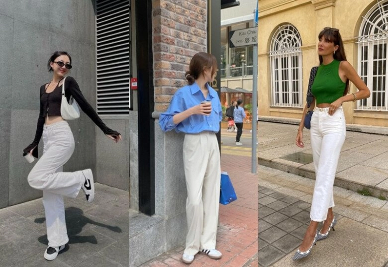 Vì sao phụ nữ 30 nhất định phải có 1 chiếc quần trắng 3 nên 3 không khi diện quần trắng để không bị phản chủ - 3