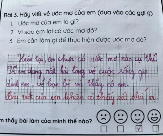 Viết văn nói về ước mơ bé tiểu học chỉ viết 2 câu đã khiến cô giáo khen rất thú vị dân tình nể phục - 1