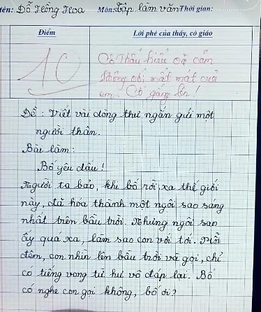 Bài văn viết về bố của bé gái lớp 5 nhận điểm 10 tròn trĩnh cô giáo rưng rưng ngay khi đọc dòng đầu tiên - 1