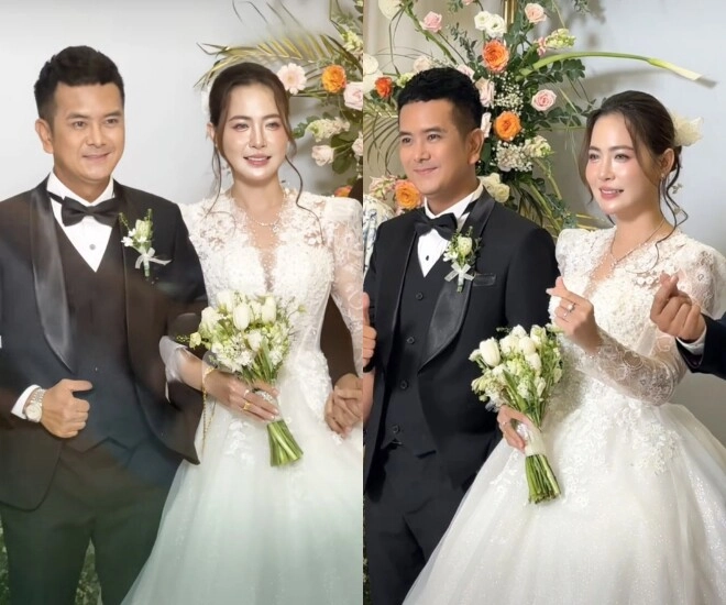 bé an hùng thuận rước vợ đẹp về dinh cường đô la đến chúc mừng cò phùng ngọc giản dị đi ăn cưới bạn thân - 1