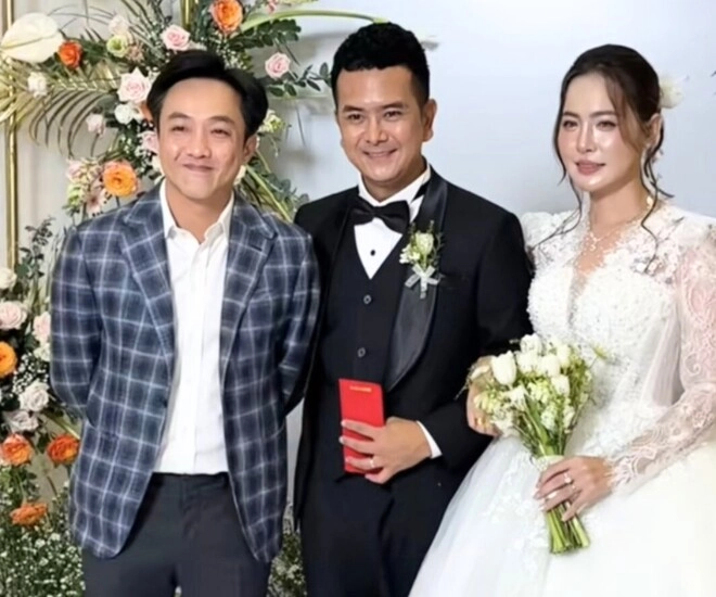 bé an hùng thuận rước vợ đẹp về dinh cường đô la đến chúc mừng cò phùng ngọc giản dị đi ăn cưới bạn thân - 2
