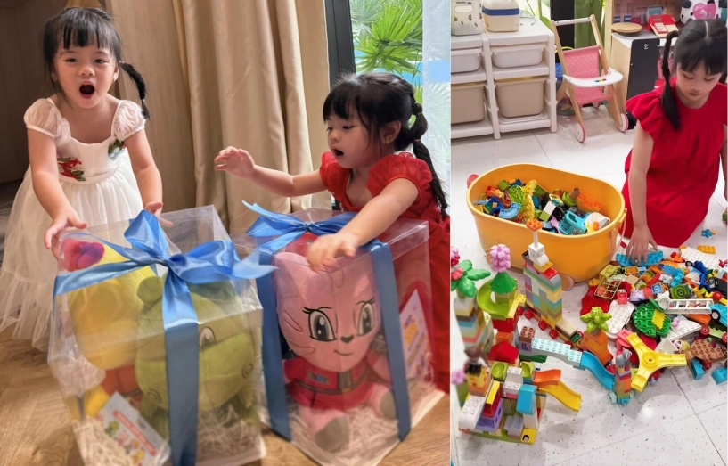 4 con nhà vân trang có núi đồ chơi trong biệt thự 1000m2 mẹ dọn nhà bù đầu nhưng sơ hở là giành nhau - 4