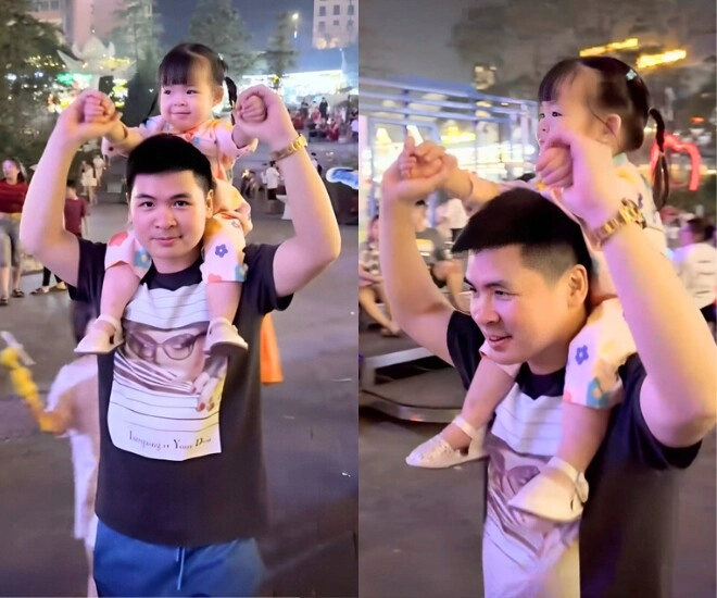 Chồng chủ tịch của đỗ mỹ linh khoe cảnh 1 nách 3 con ái nữ là bản sao được cưng ngồi trên vai bố - 2