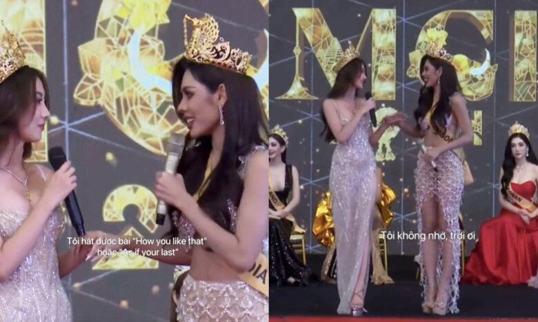 Clip hh quế anh giật mic thí sinh campuchia tại miss grand international tự đòi hát tiếng hàn rồi lắp bắp vì không thuộc lời - 4