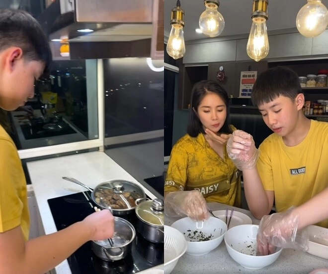 Con trai cao 1m8 của lê phương toát mồ hôi vào bếp đẹp chuẩn sao hàn lại diễn xuất đỉnh như mẹ - 1