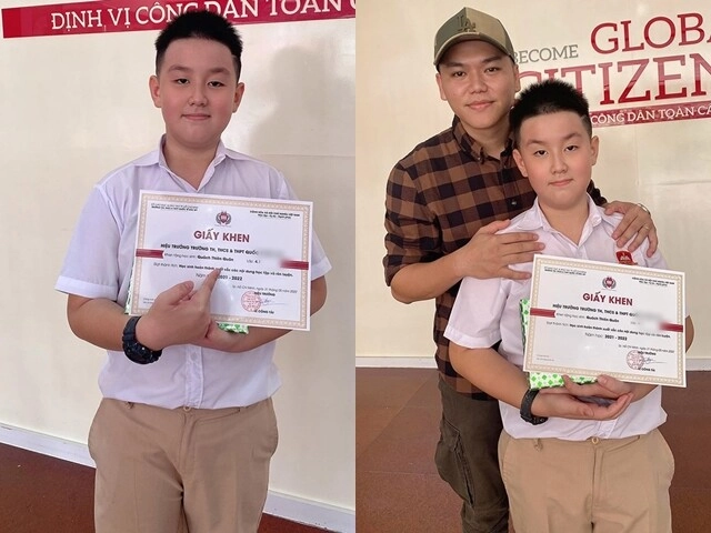 Con trai lê phương đứng cao hơn 1 cái đầu so với các bạn cùng lớp khoe thành tích học tập khiến bố mẹ tự hào - 8