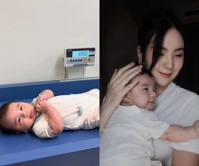 Con trai mai ngọc mới 3 tháng tuổi đã mặc vừa đồ của trẻ 9 tháng gương mặt như photocopy từ bố thiếu gia - 2