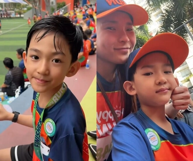 Con trai thúy diễm - lương thế thành ngày càng điển trai giống bố được ông bà nội chăm chút khi đến trường - 1
