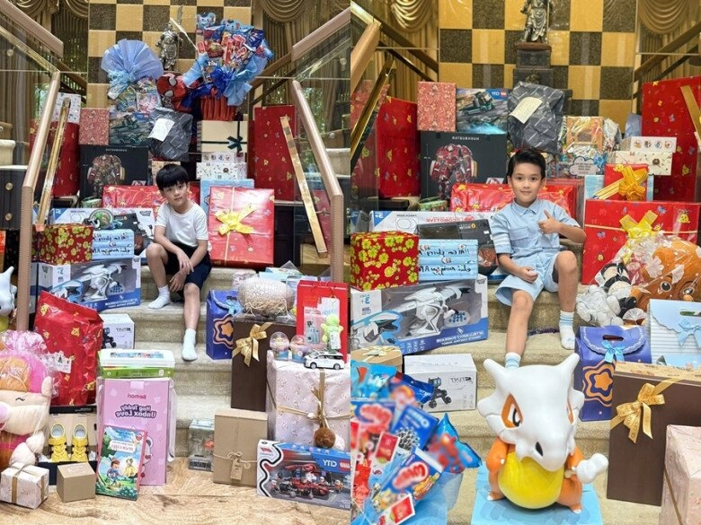 Đàm vĩnh hưng khoe ảnh chụp cùng 3 con chung huyết thống quý tử út ngồi trên núi quà vào dịp sinh nhật - 4