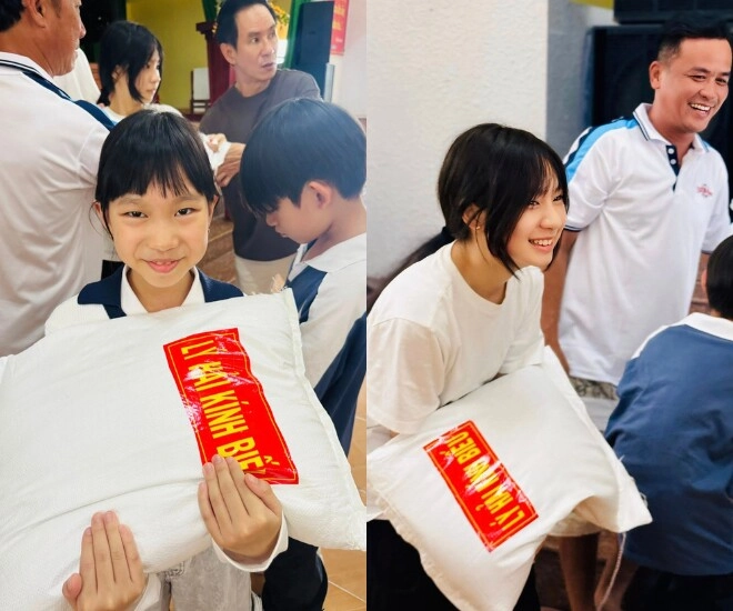 Lý hải đưa gia đình về quê làm từ thiện sau sáp nhập 2 ái nữ khệ nệ bê gạo nhận mưa lời khen - 2