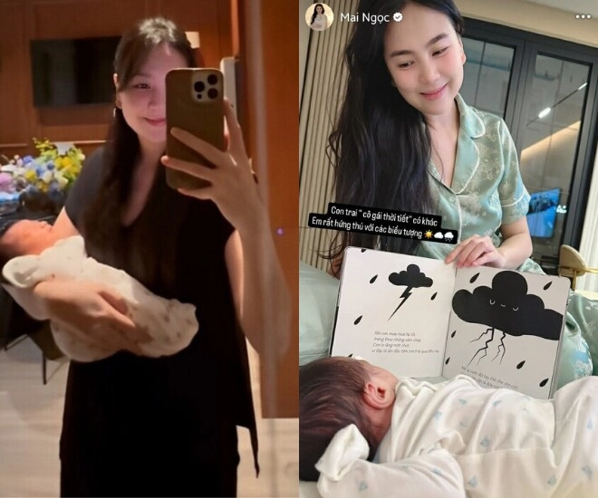 Mai ngọc khoe quý tử chưa tròn 1 tháng tuổi đã chuẩn con trai của cô gái thời tiết tương lai nối nghiệp mẹ - 1