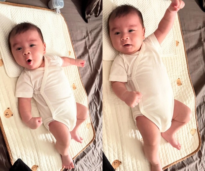 Mc mai ngọc khoe quý tử mới 2 tháng tuổi đã biết tám chuyện bà ngoại sang thăm là có quà cho cháu - 1