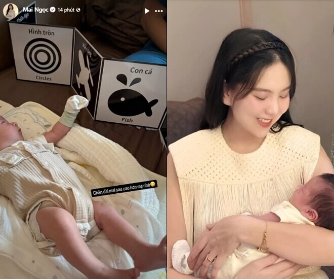 Mc mai ngọc thông báo họ tên đầy đủ của con trai đầu lòng quý tử hơn 1 tháng láu lỉnh ánh mắt ngọt ngào nhìn mẹ - 4