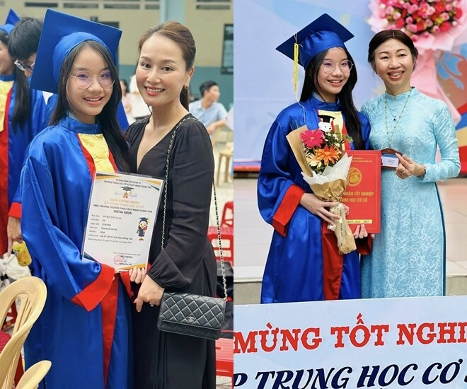 Mc thành trung cảm ơn 2 mẹ của các con trong ngày bế giảng ái nữ ở xa vẫn thân thiết với 2 em kém 9 tuổi - 1