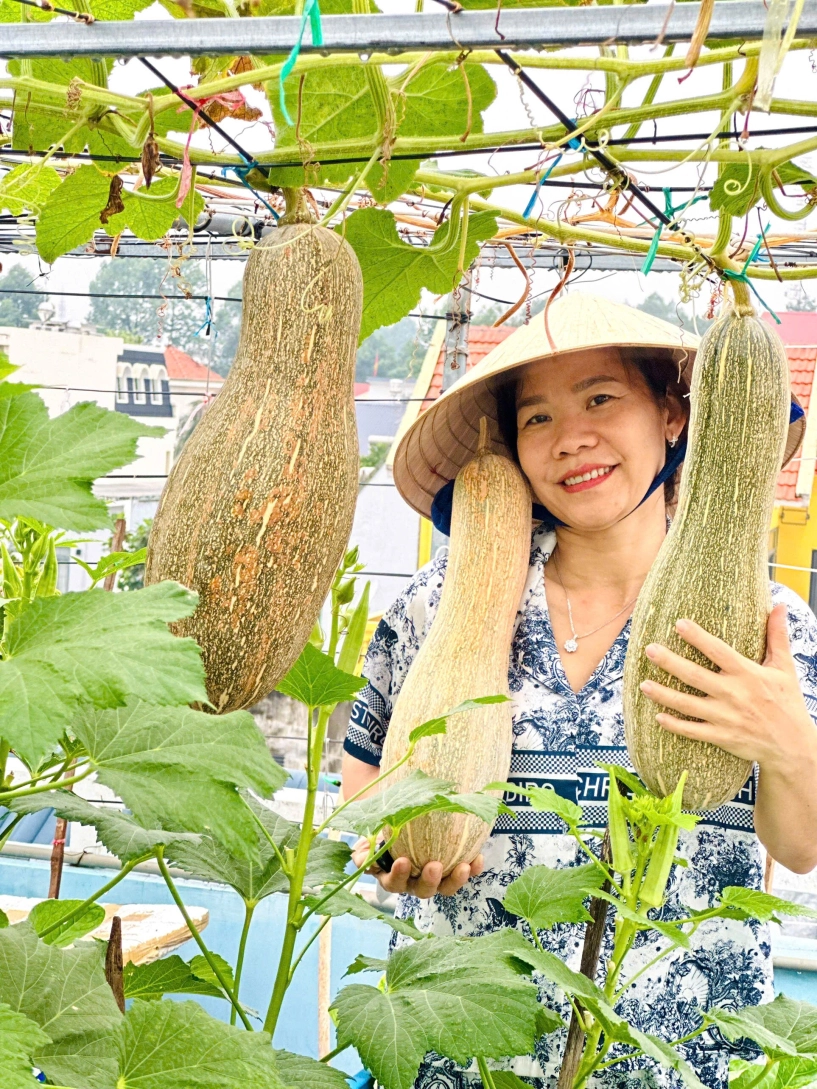 Mẹ 3 con biên hòa trồng 2 vườn rau xanh mướt trên ban công và sân thượng rau trái trĩu giàn quanh năm - 13