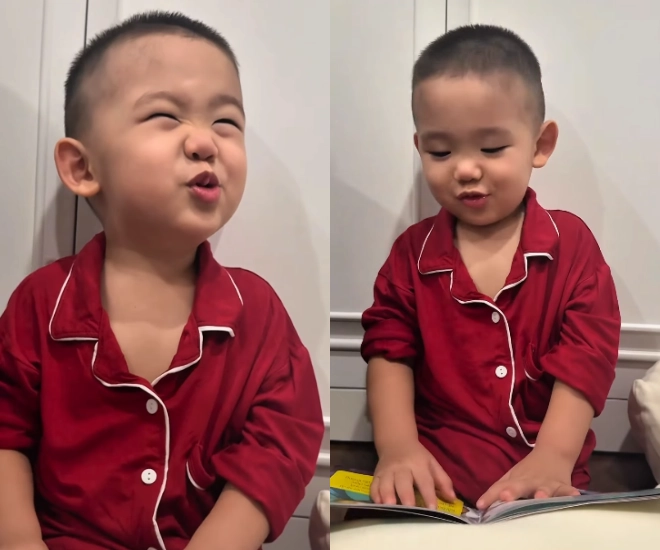 Minh hằng nuôi quý tử theo kỷ luật quân đội mới 2 tuổi đã phải học bài đọc thơ trước khi đi ngủ - 1