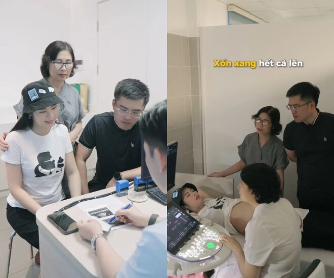 Ngọc hân và chồng lo lắng vì siêu âm thấy thai nhi đầu to hơn mức trung bình mẹ ruột đi theo chăm sóc từng chút một - 1