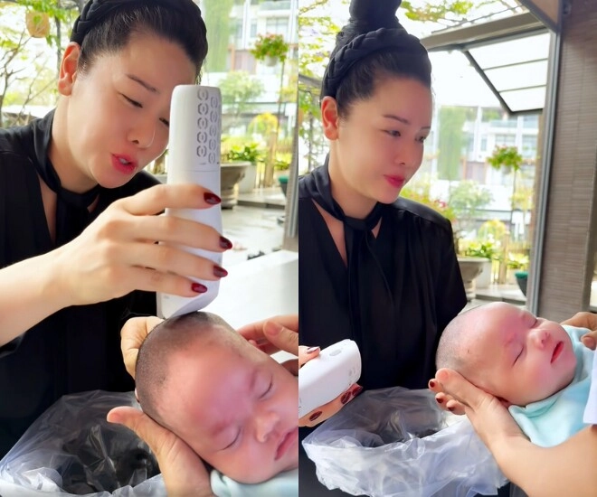 Nhật kim anh cạo đầu con gái trông như chú tiểu dân tình nhìn mà xót mái tóc đen dày của bé julia - 1