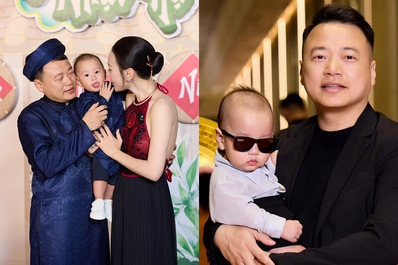Phương oanh - shark bình khoe cặp song sinh hơn 1 tuổi đã biết nổi trên mặt nước quý tử jimmy bản lĩnh hệt bố - 8