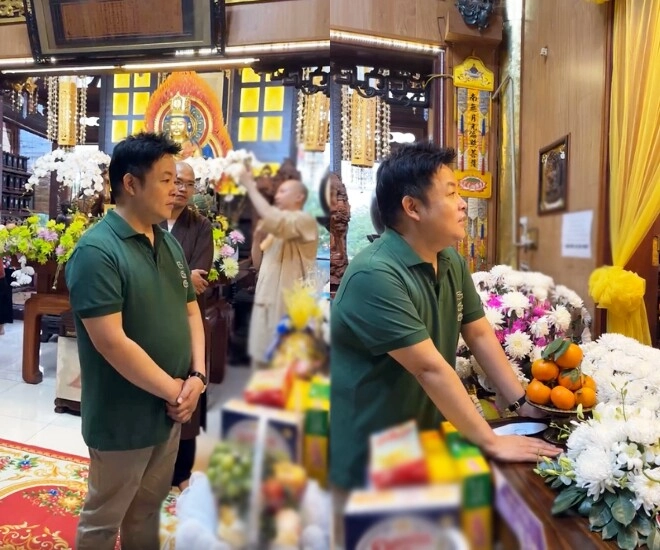 Quang lê từ mỹ về nước viếng quý bình ôm hôn con trai cố nghệ sĩ bé eric nhìn di ảnh liên tục gọi bố - 1