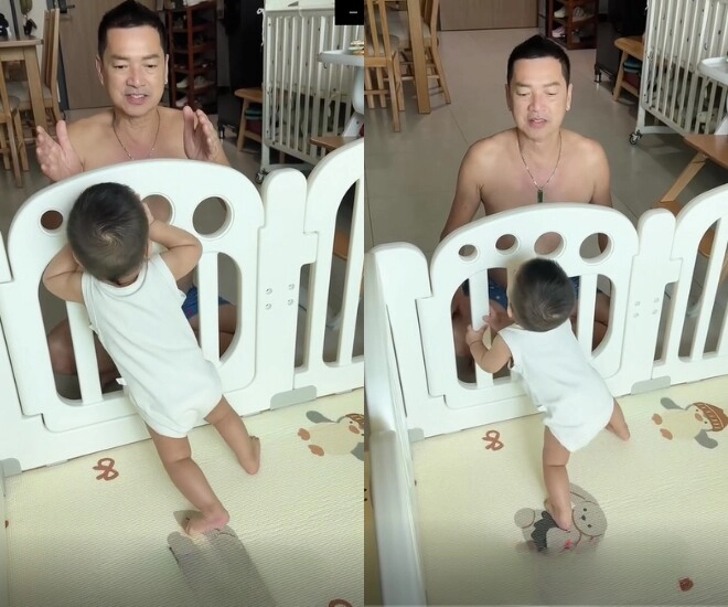 Quang minh khoe cảnh bình yên khi tập đứng cho quý tử từng thương con thiệt thòi khi sinh ra lúc bố đã u70 - 1