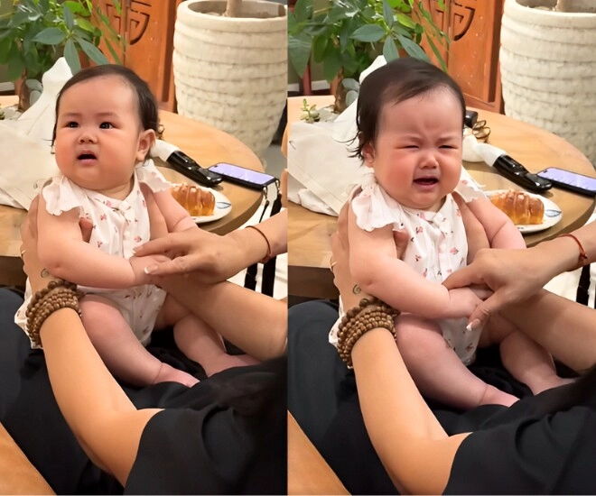 Quốc trung mê mẩn cháu ngoại nhưng em bé nhìn thấy ông liền mếu khóc diva thanh lam ngồi cạnh phải bật cười - 2