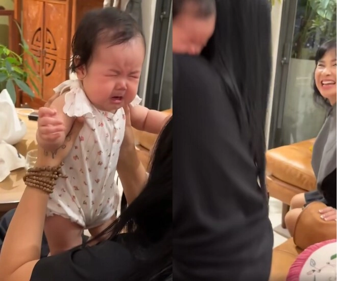 Quốc trung mê mẩn cháu ngoại nhưng em bé nhìn thấy ông liền mếu khóc diva thanh lam ngồi cạnh phải bật cười - 3