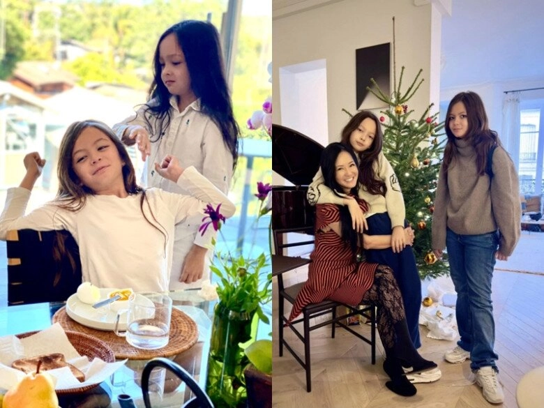 Qúy tử nhà sao việt để tóc dài bồng bềnh lãng tử con trai lai mỹ của hồng nhung xinh hơn em gái - 12