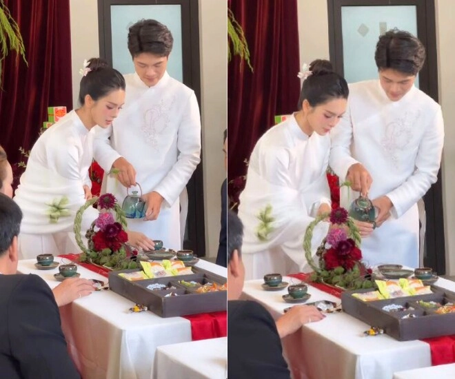 Quỳnh lương làm lễ ăn hỏi với thiếu gia trà vinh con trai riêng xuất hiện trong ngày vui của mẹ và bố dượng - 1