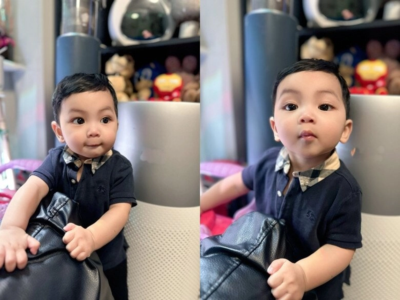 Quỳnh thư trêu con trai già chát quý tử gần 1 tuổi xinh như con lai mái tóc xoăn tự nhiên không tốn tiền uốn - 7