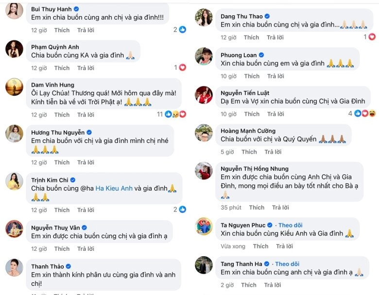 Sao việt 24h hoa hậu hà kiều anh thông báo tang sự của mẹ chồng hàng loạt nghệ sĩ gửi lời chia buồn - 2