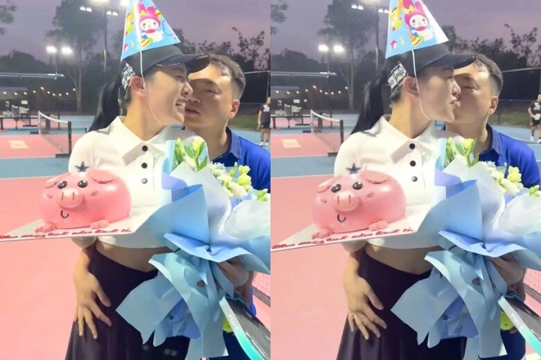 Sao việt 24h phương oanh đánh đôi cùng chồng đại gia trên sân pickeball shark bình lộ bàn tay hư khi ôm hôn vợ trẻ - 1