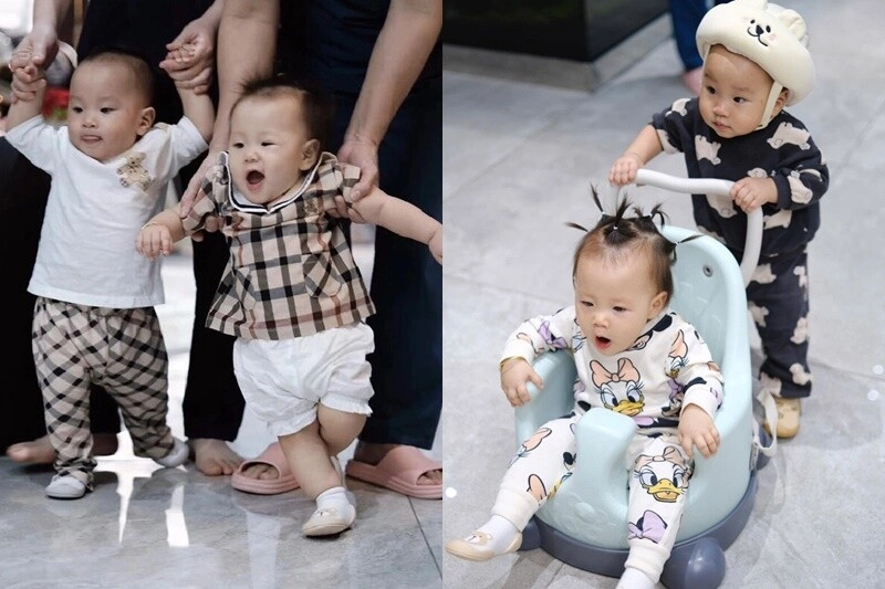 Phương oanh - shark bình khoe cặp song sinh hơn 1 tuổi đã biết nổi trên mặt nước quý tử jimmy bản lĩnh hệt bố - 6