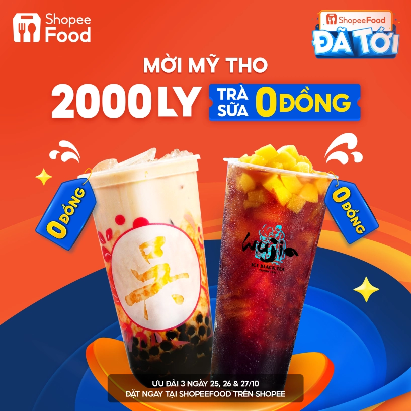 Shopeefood hạ cánh mỹ tho hào phóng khao ngay 2000 ly trà sữa ngọt ngào - 1