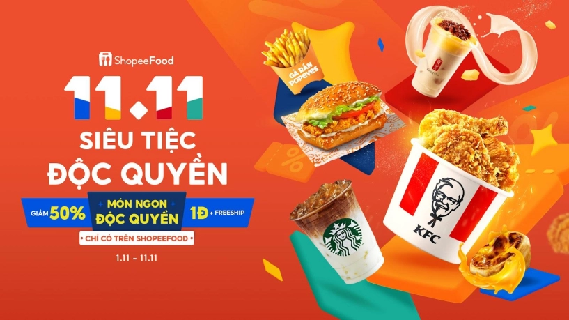 Shopeefood khao khủng ngày 1111 ăn ngon chỉ nửa giá uống trà sữa 1đ - 1
