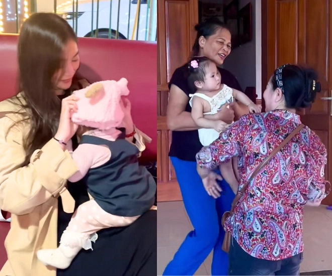 Thanh trúc đưa con gái về thăm nhà chồng ái nữ là bản sao của bố được bà nội bế bồng không rời tay - 1