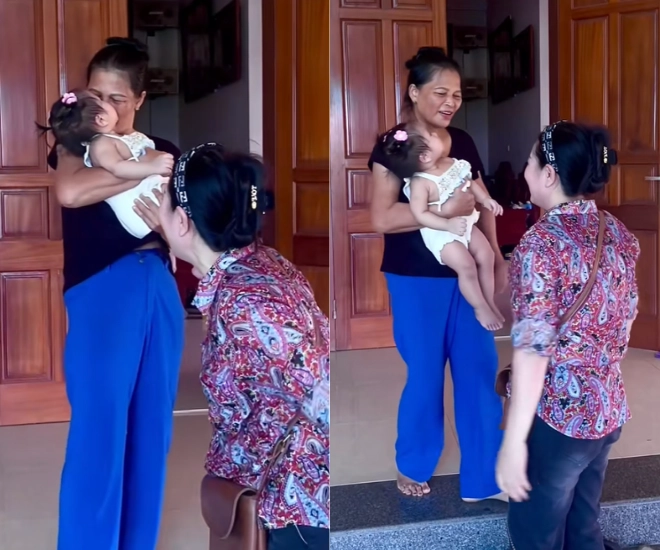 Thanh trúc đưa con gái về thăm nhà chồng ái nữ là bản sao của bố được bà nội bế bồng không rời tay - 2
