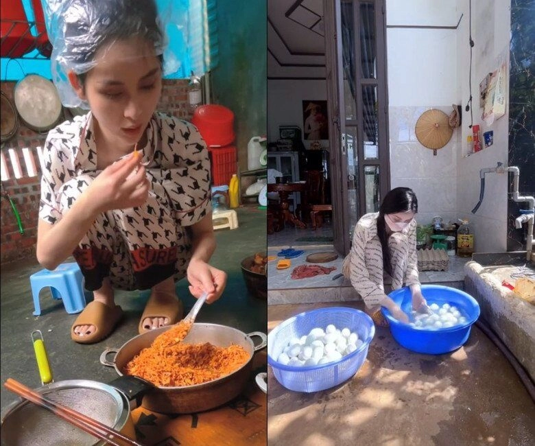 tiên nữ đăknia một thời mặc yếm táo bạo gây tranh cãi nay về quê bán bún mặc đồ bộ giá rẻ khó nhận ra - 10