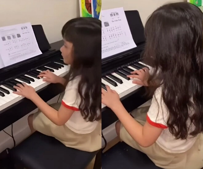 Trường giang - nhã phương cho con gái cưng học đàn piano bé thiên ý mới 6 tuổi đã được khen đủ cả tài lẫn sắc - 1