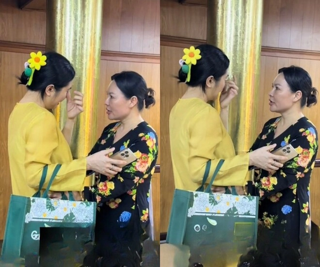 Vân trang gặp mặt liền ôm chầm lấy vợ quý bình 2 người phụ nữ mặt sưng húp nhìn di ảnh lau nước mắt - 4