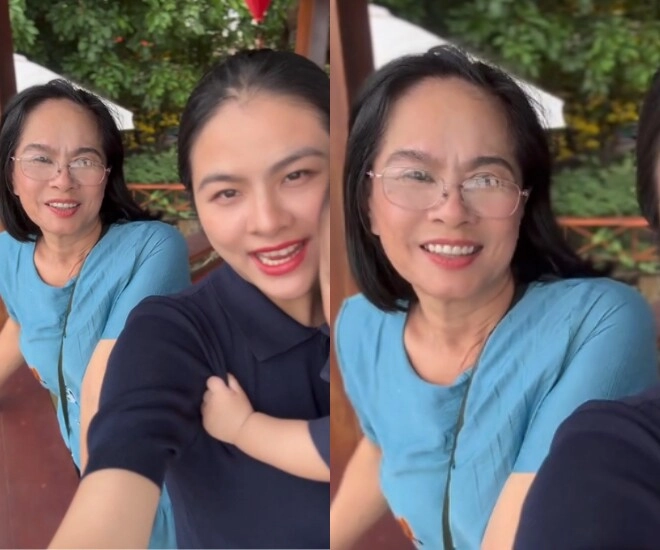 Vân trang khoe mẹ ruột trẻ trung như hai chị em quý tử nghe bà kêu liền cười toe toét lộ răng sữa đáng yêu - 1