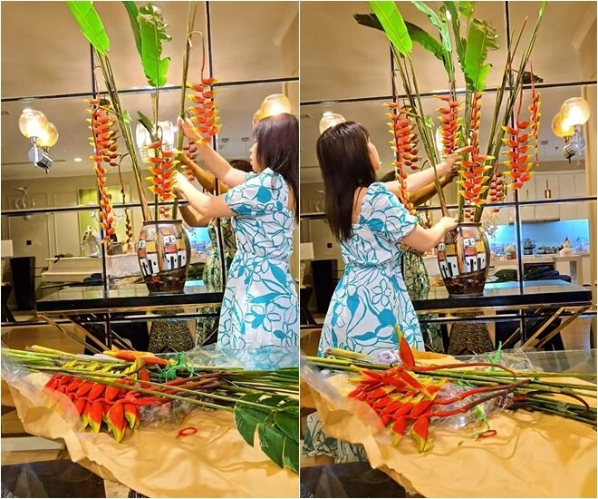 Vợ đảm của mạnh trường cắm hoa lúc 1h sáng loài hoa phong thuỷ đỏ rực hứa hẹn nhiều may mắn tài lộc - 3