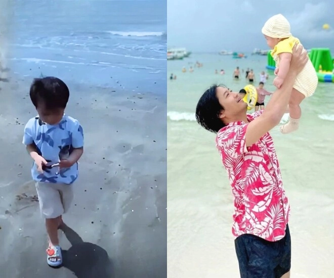 Xúc động cảnh con trai nsưt quý bình thăm biển cần giờ nơi bố được thủy táng chỉ tay lên trời khi mẹ hỏi ba đâu - 1