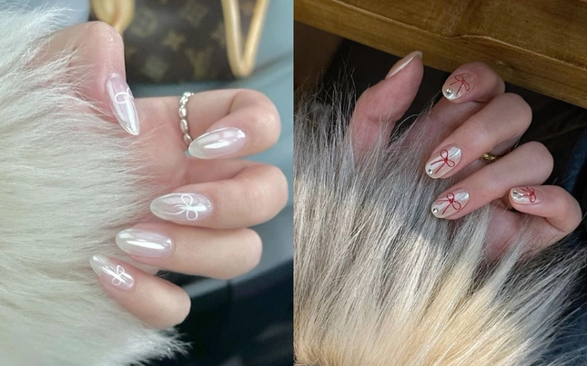 5 mẫu nail trending mùa giáng sinh 2024 tráng gương họa tiết nơ chưa hạ nhiệt - 3