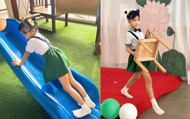 Ái nữ 5 tuổi nhà lê phương 10 phút ăn hết 2 đùi gà vóc dáng vượt trội hệt anh trai chung nửa dòng máu - 6