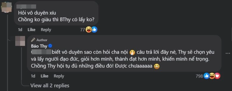 Bảo thy đối đáp khi bị hỏi chồng không giàu thì có lấy không dân mạng khẳng định gió tầng nào gặp mây tầng đó - 2