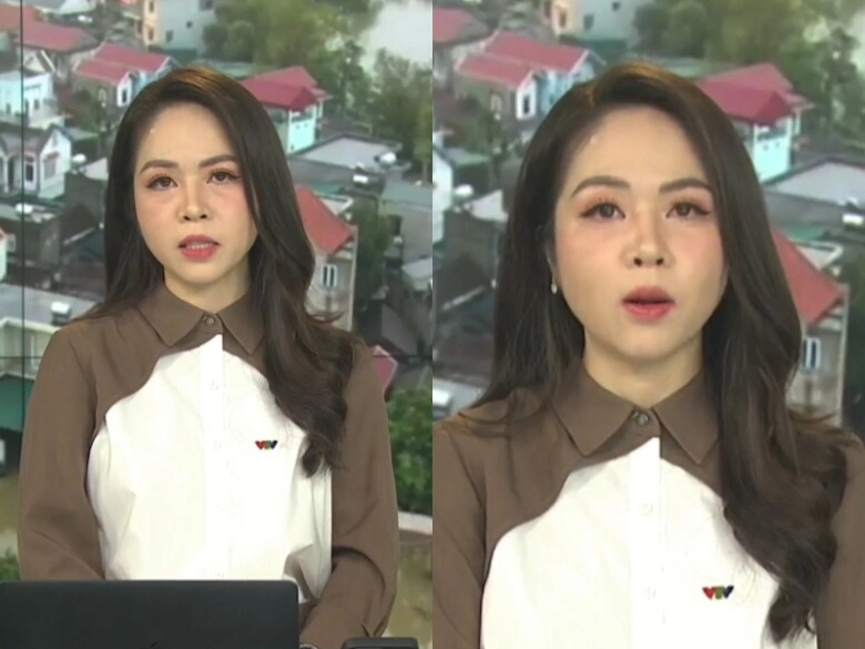 Btv thư hiền mắt đỏ hoe khi đưa tin bão lũ btv tuấn dương nén khóc nói về mất mát của đồng bào - 1